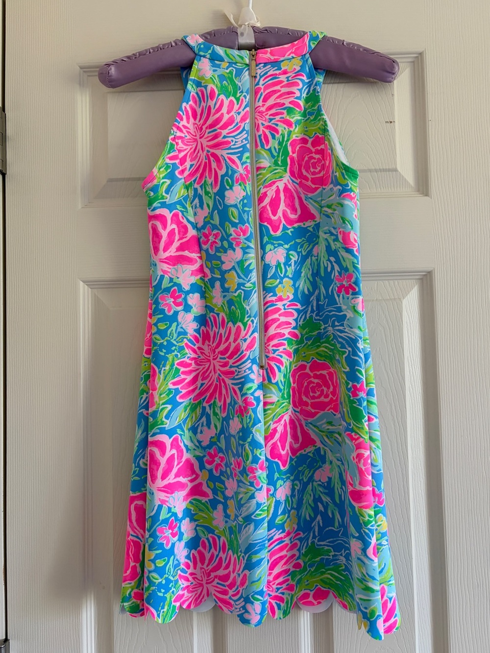 Lilly Pulizter Girls Floral Halter Dress - Pink & Blue Size 14 - Picture 2 of 8